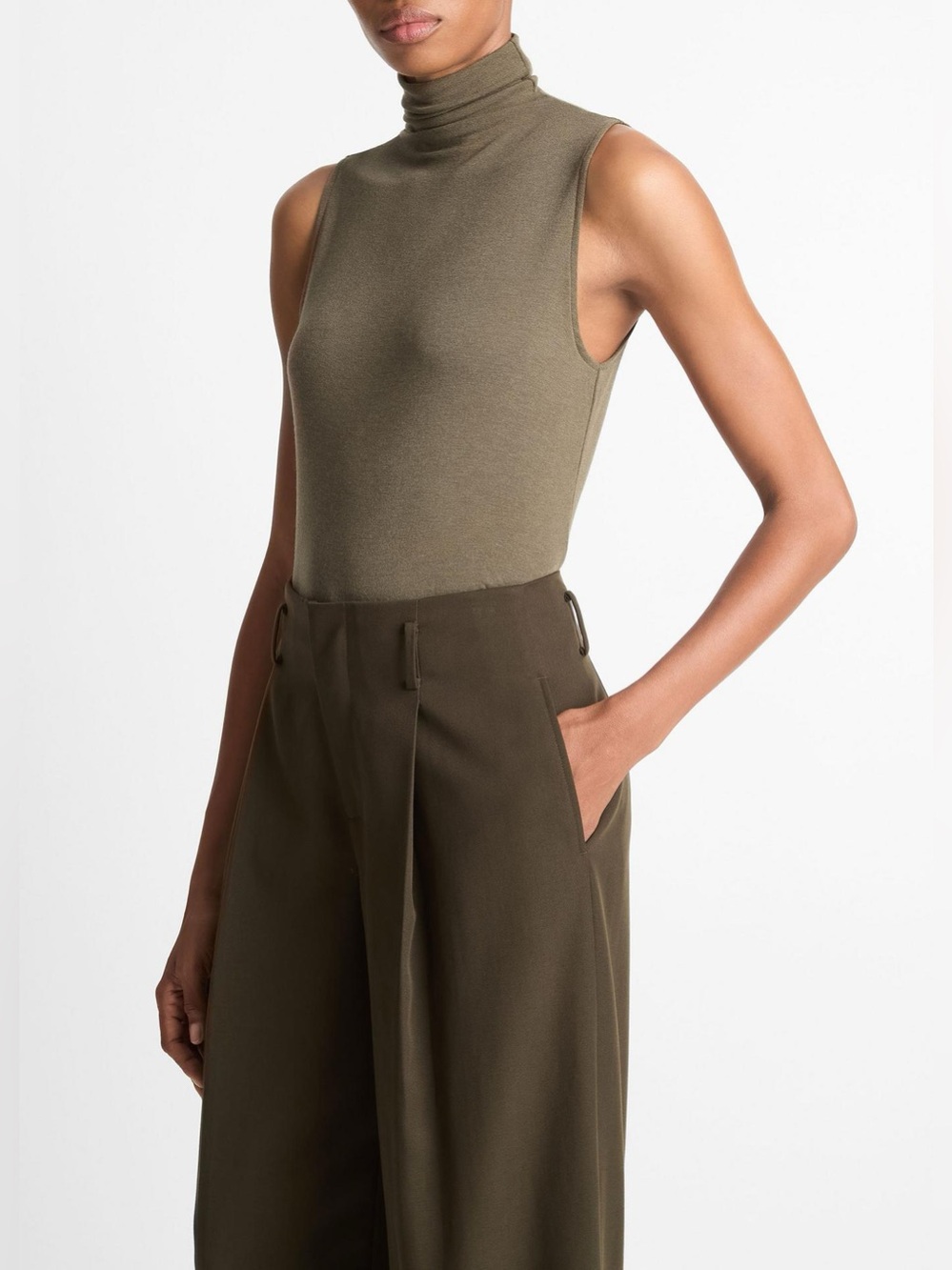 Vince Jersey Sleeveless Turtleneck